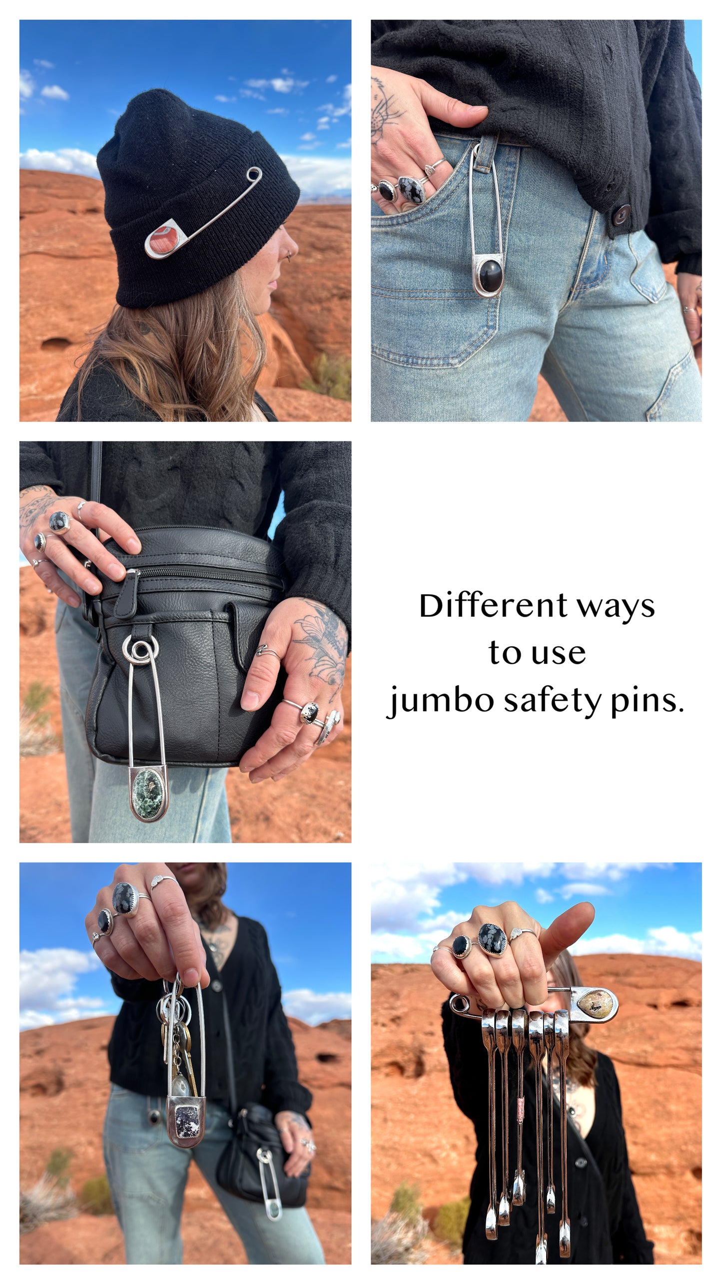 Mahogany Obsidian Jumbo Safety Pin