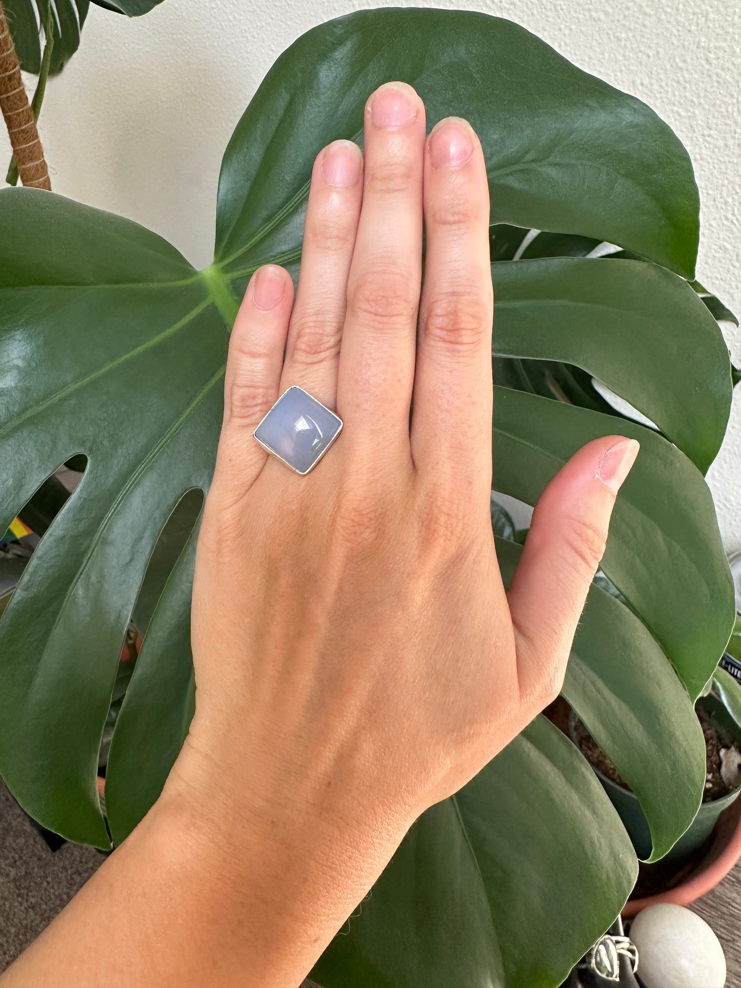Sterling Silver Angelite Ring - Size 5