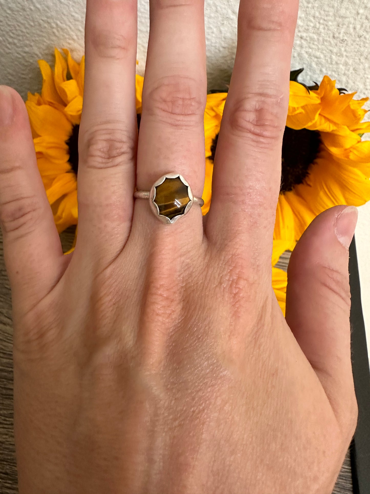 Sterling Silver Tigers Eye Ring - Size 7