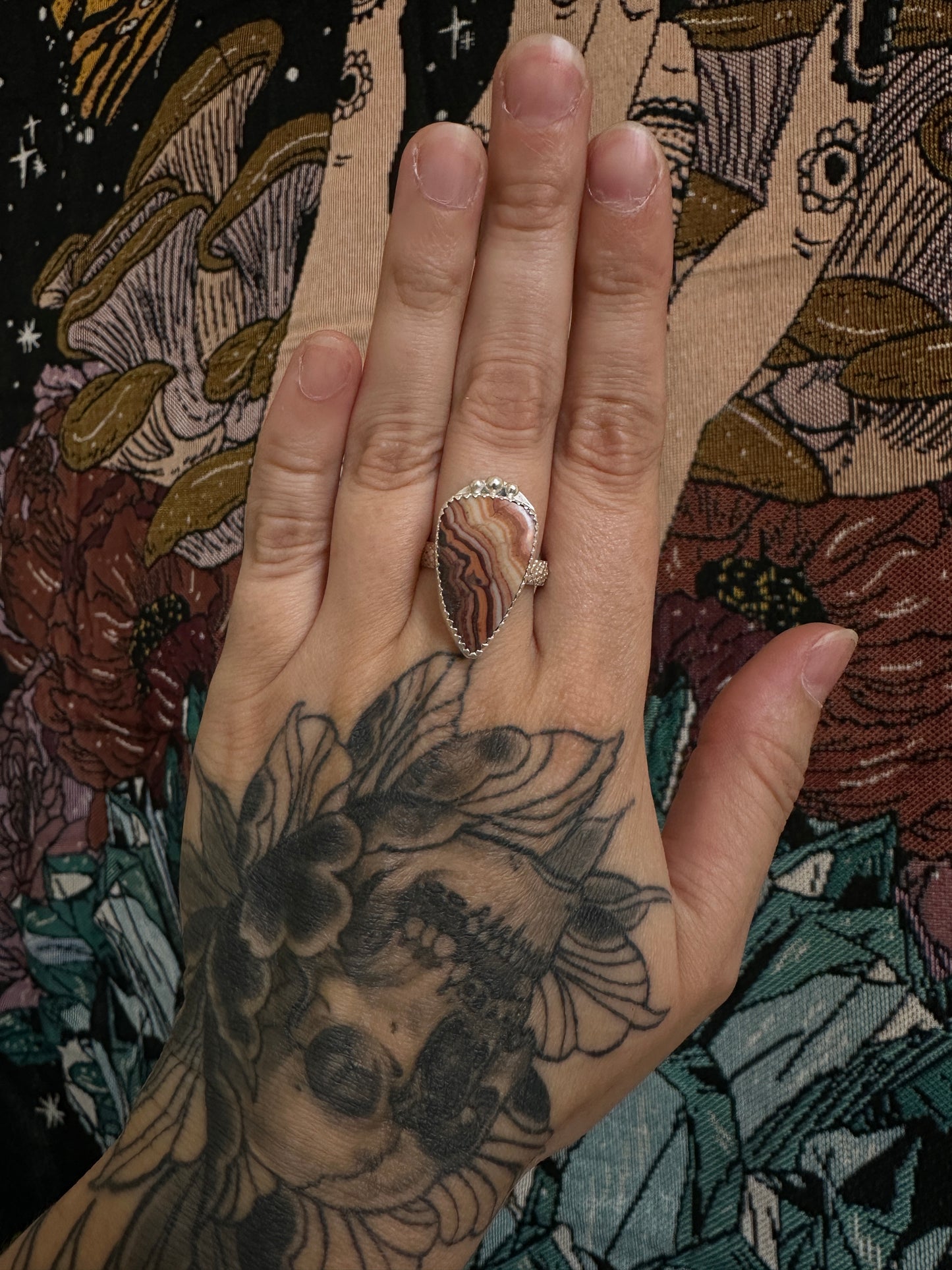 Web Dolomite Jasper Ring - Size 9