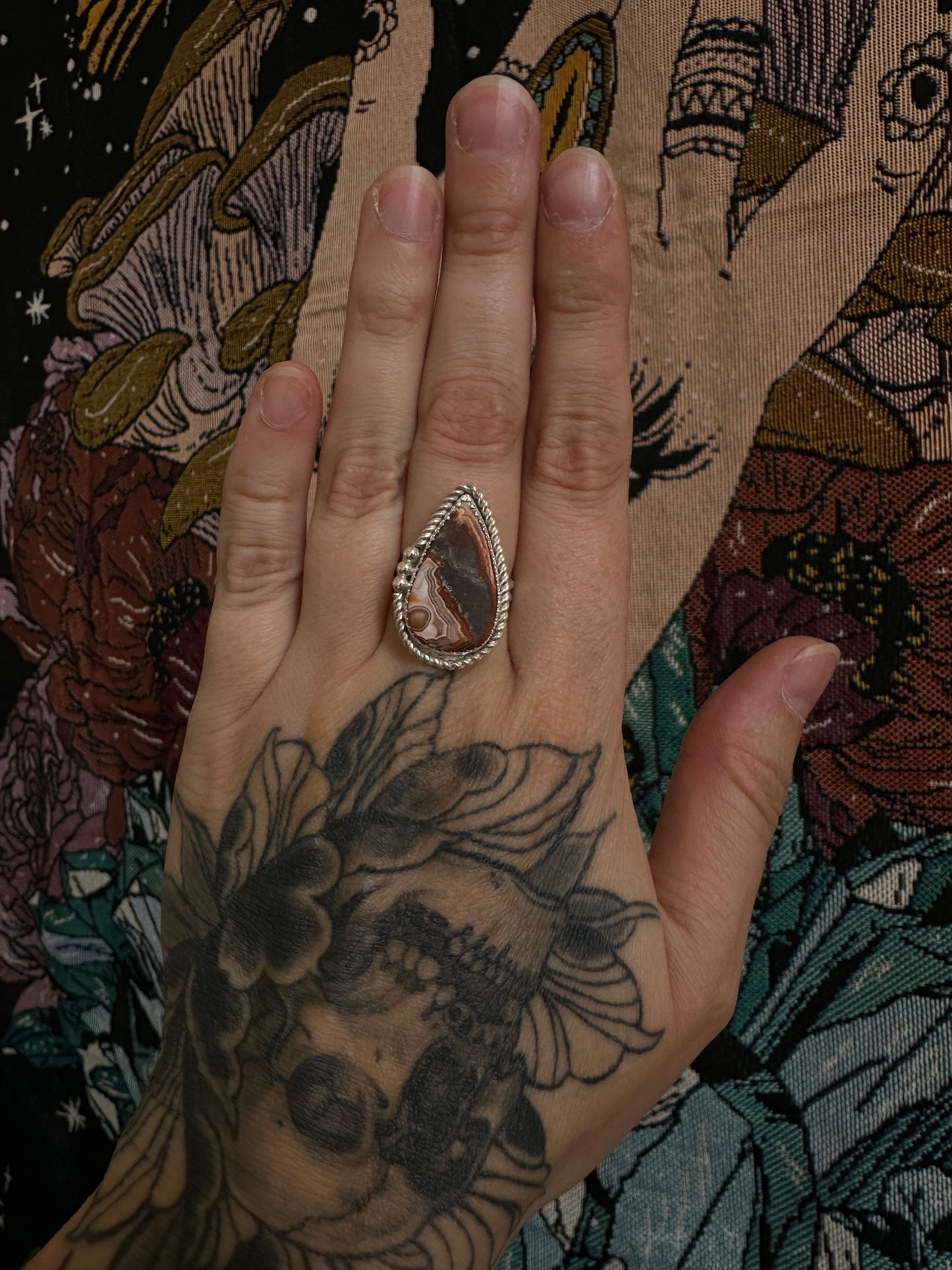 Crazy Lace Agate Ring - Size 7