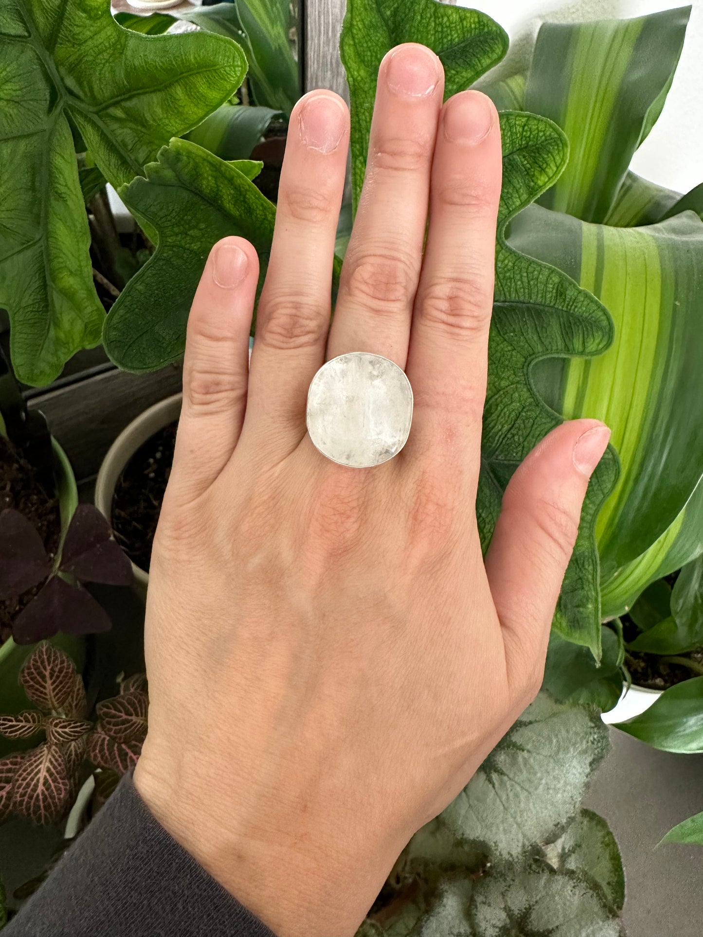 Sterling Silver Clear Quartz Ring - Size 11.5
