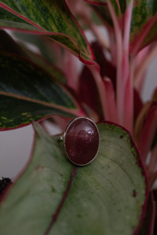 Sterling Silver Strawberry Quartz Ring - Size 9