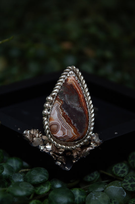 Crazy Lace Agate Ring - Size 7