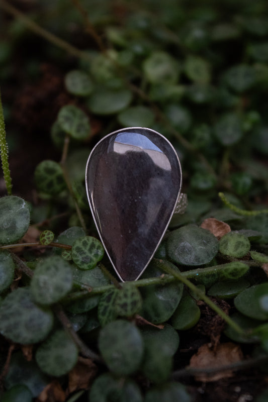 Sterling Silver Grey Labradorite Ring - Size 6.25