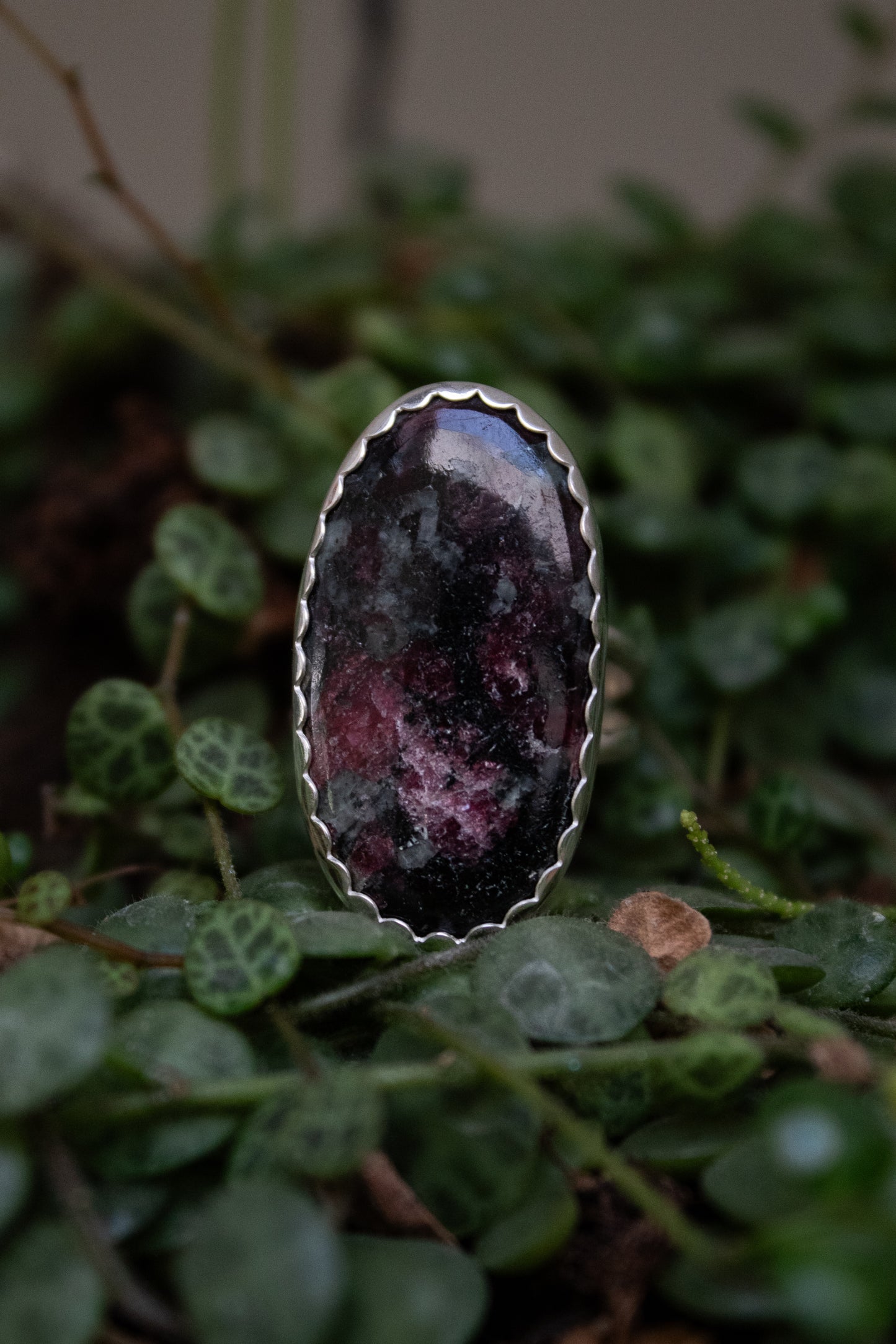 Sterling Silver Ruby Zoisite Ring - Size 7.75