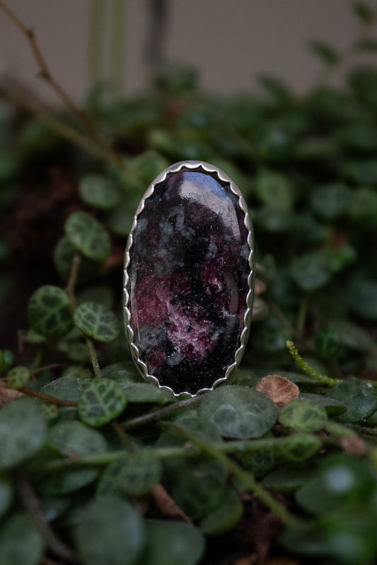 Sterling Silver Ruby Zoisite Ring - Size 7.75