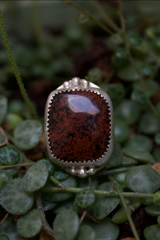 Sterling Silver Mahogany Obsidian Ring - Size 7