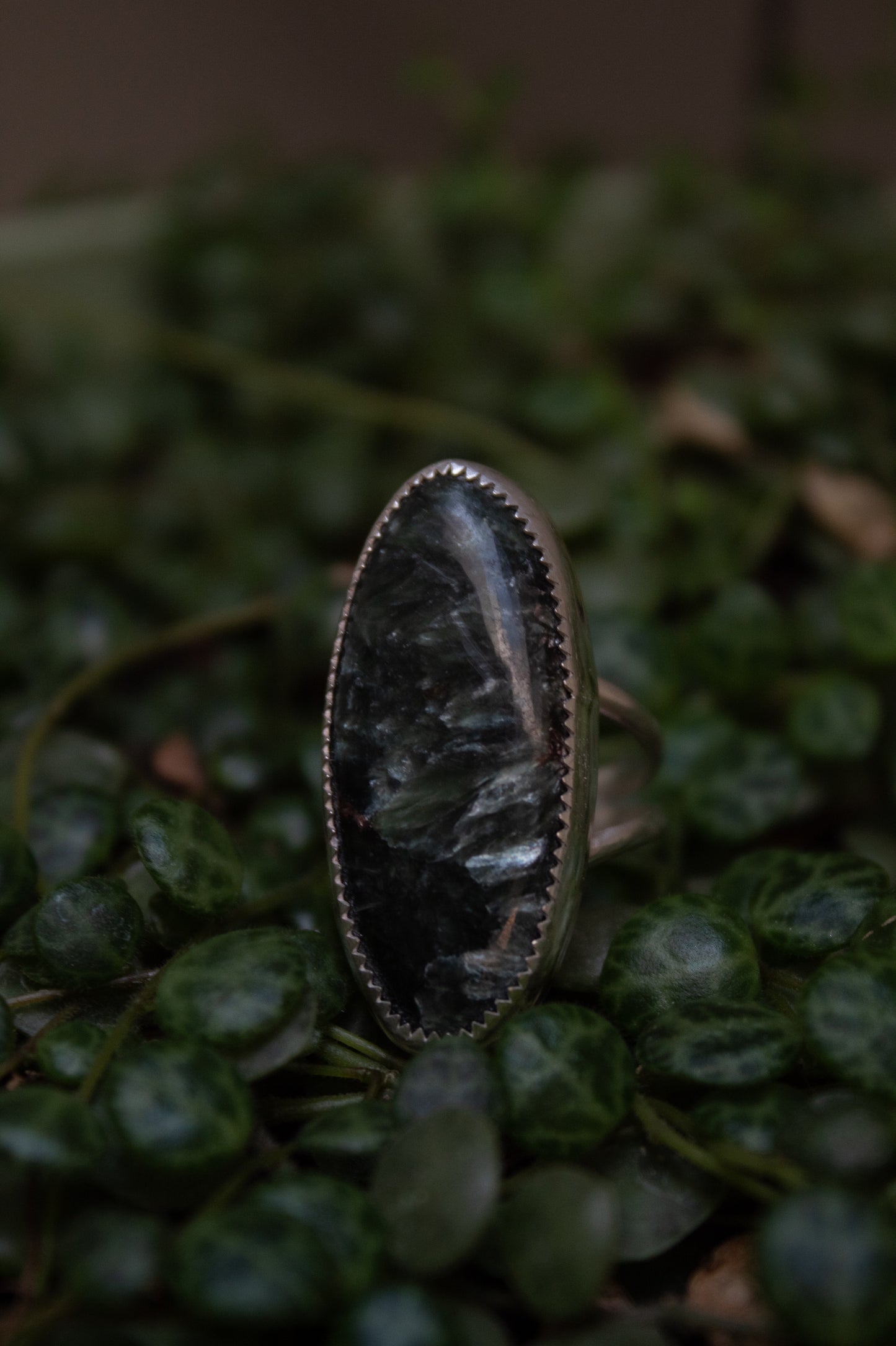 Sterling Silver Seraphinite Ring - Size 7