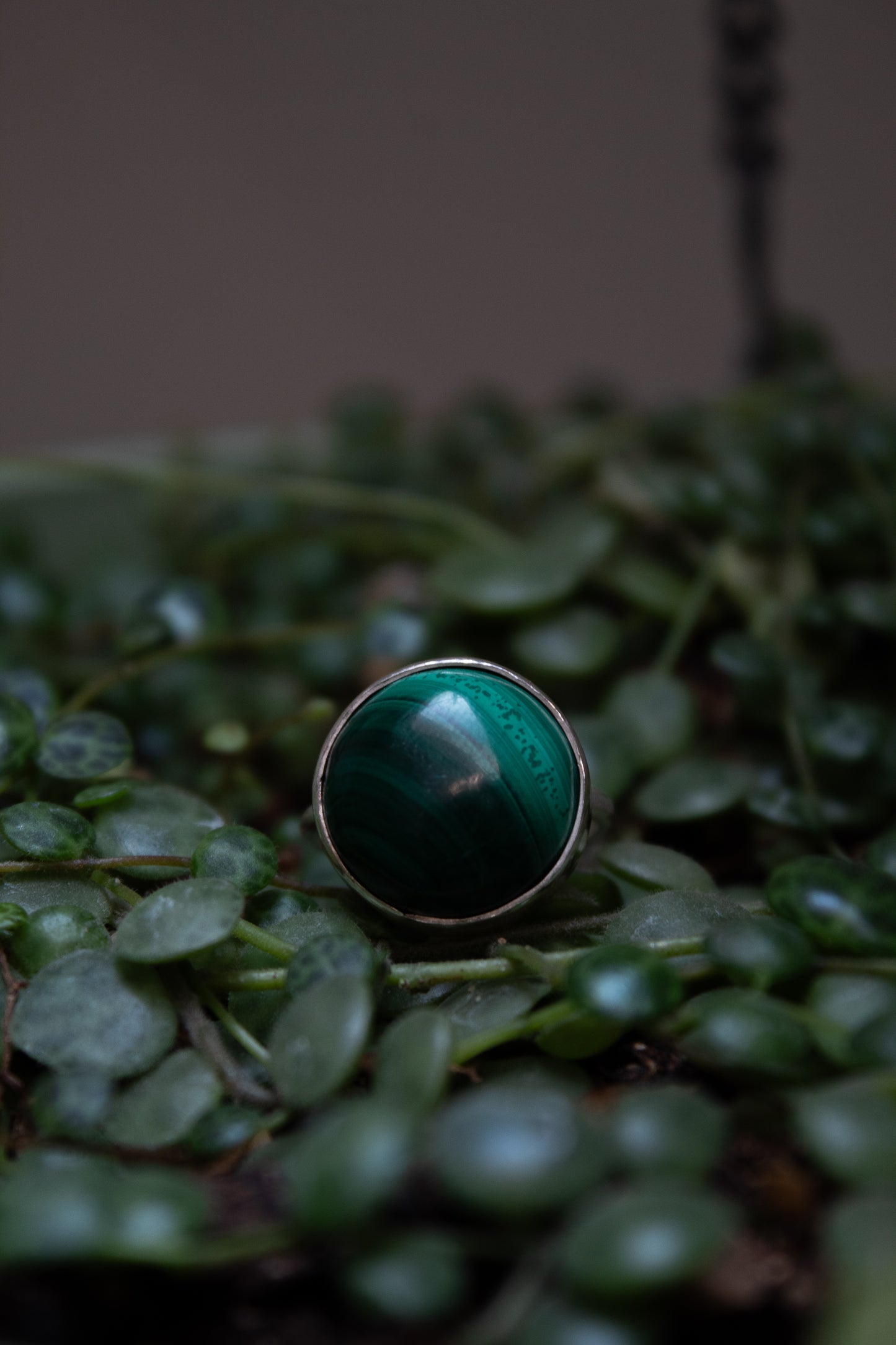 Sterling Silver Malachite Ring - Size 8.25