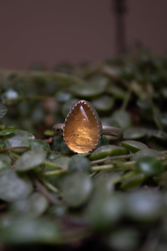 Sterling Silver Citrine Ring - Size 8